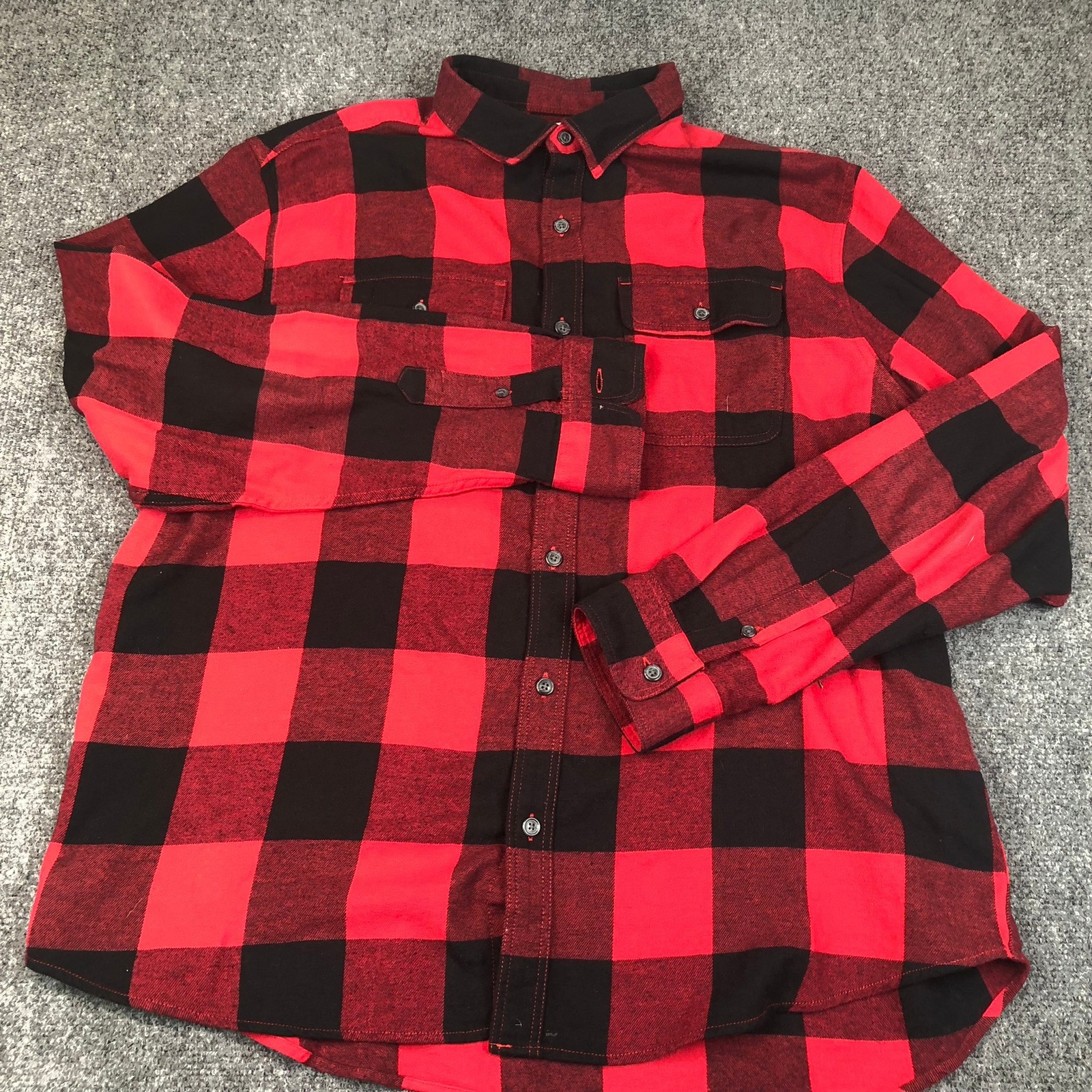 Old Navy Built In Flex Regular Fit Red Black Buffalo Plaid Flannel Shirt Xl